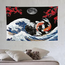Houselerax Japanese Koi Fish Tapestry, Yin Yang Big Wave Red Cherry Blossom Tapestries Wall Hanging for Bedroom Living Room Office Decor 60"x40" by CozyNest Decor