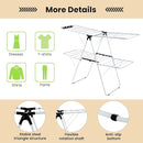 COSTWAY Clothes Drying Rack, Foldable 2-Level Laundry Drying Rack w/Height-Adjustable Wings, 33 Drying Rails & Sock Clips, Standing Large Drying Rack for Clothing, Indoor Outdoor Use by CozyNest Decor