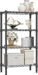 1000 lbs 4 Tier Shelf Metal Storage Shelves Wire Rack Closet Organizers for Garage Kitchen Bathroom Laundry Black 11.8" D x 25.6" W x 45.5" H by CozyNest Decor