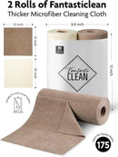 Fantasticlean Microfiber Cleaning Cloth Roll -60 Pack, Tear Away Microfiber Towels, 12" x 12", Reusable, Washable, Scratch Free, Ultra Absorbent Dish Rags for Car, Home, Garage or Shop (Beige & Tan) by CozyNest Decor