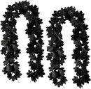 Joyhalo 2 Pack Halloween Garland, 5.7FT Black Leaf Garland for Mantle, Artificial Hanging Black Maple Leaves Vines, Spooky Halloween Outdoor Floral, Haunted Mansion, Fireplace, Fall Decor by CozyNest Decor