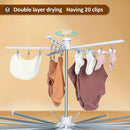 Clothes Drying Rack 2025 Upgrade 4-Legged 3-Tier Foldable Laundry Rack with 4 Pulleys 20 Clips,6 Shoe Dryers 16Drying Rods for Indoor/Outdoor, Camping, Poolside Space Saving, Whit by TinyTreasures Baby Boutique