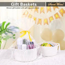Empty Gift Basket Mini Woven Rope Organizer Baskets for Baby Shower, Vanity, Makeup, Bathroom, Tiny Toys, Desk - Small Decorative Storage Bins - Set of 2, Pre-Shaped, White by CozyNest Decor