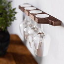 Rustic State Suvla Wall Mounted Wood Stemware Rack Hanging Shelf Glassware Holder Bar Organizer with 8 Wine Glass Storage 17 Inch Long Walnut by CozyNest Decor