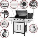 4-Burner Propane Gas BBQ Grill with Side Burner, 53,000 BTU Output with Enameled Cast Iron Grates for Patio Garden Barbecue, Stainless Steel by GreenHaven Gardens