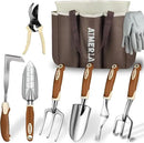 Gardening Tools Set of 9 Heavy Duty Garden Tools with Non-Slip Rubber Grip with Large Garden Bag for Tools Durable Hand Tools for Gardening, Weeding,Gardening Gifts for Women,Men by GreenHaven Gardens