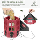 Kingsyard Wild Bird Feeder for Outdoor Hanging, Recycled Plastic Bird Feeders with 6 Ports & U-Shape Perch, Garden Yard Outside Decoration, 3.5 lbs Seed Capacity, Red by GreenHaven Gardens