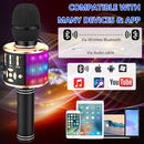 Amazmic Kids Karaoke Microphone Machine Toy Bluetooth Microphone Portable Wireless Karaoke Machine Handheld with LED Lights, Gift for Children Adults Birthday Party, Home KTV(Black Gold) by TinyTreasures Baby Boutique