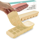 Silicone Freezer Trays with Lid, 0.7oz 12 Section-Leak Proof Silicone Freezer molds for Homemade Baby Food Breastmilk, Purees, Vegetables, Fruit, Baby Food Jars Ice Tray with Lid BPA Free Beige by TinyTreasures Baby Boutique