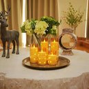 Homemory Acrylic Flameless Candles with Embedded Star String Fairy Lights, Battery Operated Candle, LED Candles, Fake Candles with Remote Control and Timer for Halloween, Amber, Set of 5(H4"5"6"8"8") by CozyNest Decor