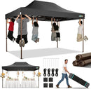 COBIZI 10x15 Pop Up Canopy Tent Heavy Duty Without Sidewall, Commercial Outdoor Easy Pop Up Gazebo for Party Wedding All Weather Waterproof UV 50+ with Roller Bag(Leg Upgraded),Black by GreenHaven Gardens