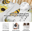 Personalized Baby Crib Bedding Set for Baby Girls, Yellow Bee Pattern Custom Name Baby Crib Sets 5-Pcs, Toddler Double Layer Blanket Fitted Sheets Changing Pad Cover Rug Wall Art Set by TinyTreasures Baby Boutique