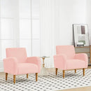 Chenille Fabric Accent Chair Set of 2, Upholstered Armchair with Solid Wood Legs, Modern Living Room Accent Chair, Comfy Single Sofa Chair Reading Club Chair for Bedroom Reception Lounge,Pink by CozyNest Decor