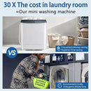 Portable Mini Twin Tub 32lbs Washing Machine With Drying Rack& 10 Hangers, 20lbs Washer & 12lbs Spinner, Small Laundry Washer with Time Control for Camping, Apartments, RV (32lbs) by CozyNest Decor