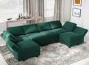 Belffin Modular Sectional Couch U Shaped Sofa with Storage Seat Reversible Sectional Sofa Couch with Chaise Velvet Green by CozyNest Decor