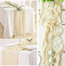 10FT 6 Pack Beige Cheesecloth Table Runner 20 x 120 Inch Long Rustic Gauze Fabric Cheese Cloth Table Runner for Wedding Bridal Baby Shower Table Decorations Boho Sheer Birthday Party Table Decor by CozyNest Decor