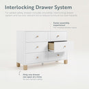 Storkcraft California 6-Drawer Double Dresser (White with Driftwood) - GREENGUARD Gold Certified, Interlocking Drawer System, Dresser Drawer Organizer for Kids Bedroom by TinyTreasures Baby Boutique