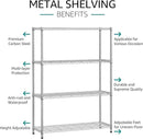 IZEUK 1400 LBS Garage Chrome Shelving Wide Storage Shelves 4 Tier Adjustable Heavy Duty Metal Wire Rack Standing Shelf Unit for Kitchen Office College Dorm Garage Warehouse 15.8" x 45.8"x 59.4" by CozyNest Decor