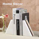 Marble Book Ends, Non-Skid Bookends for Shelves, Composite Bookend with Natural Marble, Heavy Duty Book Stopper, Collected CDs and Oversized Books Organizer, Gold & Black Decorative Bookends by CozyNest Decor