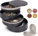 CONBOLA Jewelry Holder Organizer, Christmas Gifts Ideas for Women, Small Jewelry Storage Box Earring Holder, 5-Layer Rotating Jewelry Storage Tray with Lid for Bracelets Rings Bracelets by TinyTreasures Baby Boutique