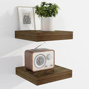 Marsmiles 6.7" Floating Shelves for Wall, Wooden Shelves with Invisible Brackets Set of 2, Rustic Farmhouse Wall Mounted Shelf for Kitchen Bathroom Living Room Study, Walnut by CozyNest Decor