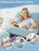 Meiz Pregnancy Pillow, Cooling Pregnancy Pillows for Sleeping, Maternity Pillow for Pregnant Women, Pregnancy Body Pillow with Cooling Jersey Cover, Green by TinyTreasures Baby Boutique