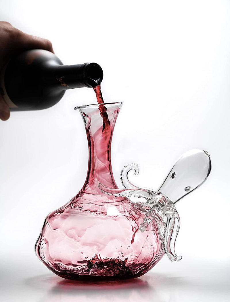 Octopus Tentacle Glass Decanter Handcrafted Decorative for Wine or Whiskey Antique Bronze Finish Statue and Glass Decanter Set 1000 ml, Extraordinary Detail, Kraken Sea - The Wine Savant
