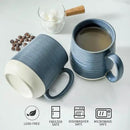 Hasense Coffee Cups, 15 oz Coffee Mugs Ceramic with Handles Set of 6, Tea Cup for Home and Office, Stylish Colorblocking Mug for Coffee, Tea, Latte, Cocoa, Dishwasher Microwave Safe, Deep Blue by CozyNest Decor