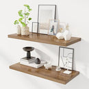 32" Floating Shelves for Wall, 12" Deep Slim Walnut Floating Shelves, Wall-Mounted Shelves for Bedroom, Living Room, Kitchen, Bathroom - Set of 2 by CozyNest Decor