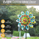 Yard Garden Wind Spinners with Stake - Large Outdoor Metal Wind Spinners, Lawn Yard Art Garden Decor (24" W x 84" H) by GreenHaven Gardens