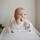 mushie Silicone Baby Bib | Adjustable Fit Waterproof Bibs (Letters White) by TinyTreasures Baby Boutique