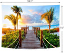 Delur Beach Sunset Tapestry Tropical Seaside Palm Tree Coastal Tapestry Wall Hanging Sunrise Nature Landscape Scenic Psychedelic Headboard for Bedroom Living Room Home Decor (51.2" x 59.1") by CozyNest Decor