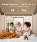 Play Tent with Mat, Star Light Large Kids Playhouse with Windows Easy to Wash, Indoor and Outdoor Play Tents for Kids, Little Dove Toys for Girls, Boys, 47x40x52 (Brown Playhouse, Large Size) by TinyTreasures Baby Boutique