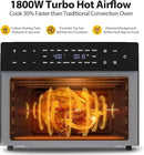 32QT Extra Large Air Fryer, 19-In-1 Air Fryer Toaster Oven Combo with Rotisserie and Dehydrator, Digital Convection Oven Countertop Airfryer Fit 13" Pizza, 6 Accessories, 1800w (Black) by CozyNest Decor
