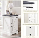 JXQTLINGMU Nightstand with Charging Station, Rectangular Farmhouse End Table with Barn Door and Adjustable Storage Shelf, 17" Deep Wood Rustic Sofa Side Table for Living Room, Bedroom, White by CozyNest Decor