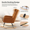 Nursery Rocking Chair,300Lb Glider Chair with Wood Legs/Two Side Pockets,Teddy Upholstered Glider Rocker with Padded Seat High Backrest for Living Room/Bedroom/Nursery by TinyTreasures Baby Boutique