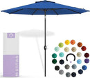 Midtown Umbrellas Sunbrella Umbrella 9 Feet Outdoor Umbrella With Dark Blue Acrylic Fabric - Auto-Tilt Aluminum Frame Patio Umbrella For Backyard, Deck, Garden, Pool - Black Pole by GreenHaven Gardens