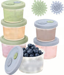Silicone Baby Food Containers with Date-Tracking Lids, 6-Pack Reusable Snack Containers Food Storage Jars for Infants, Microwave, Dishwasher & Freezer Safe, 3 Sizes by TinyTreasures Baby Boutique
