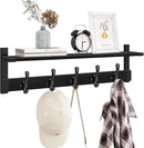 Homode Coat Hanger Wall Mount with Shelf, 29 in Hanging Rack with Storage, Entryway Shelf with Pegs for Hanging Coats, Hats, Towels, Purse, Robes, Black by CozyNest Decor