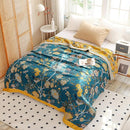 Boho Muslin Blanket for Adults 4-Layer Gauze 80 x 90 Inches Soft Cozy 100% Cotton Summer Cooling Blanket Floral Decor for Sofa Bed Coverlet Both Sides (Flowr Branch Teal, 80 x 90 in) by CozyNest Decor