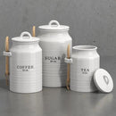 Barnyard Designs Canister Set for Kitchen Counter, Coffee Tea Sugar Container Ceramic Set, Decorative Canisters, Rustic Farmhouse Canister Jars, White (Coffee/Sugar/Tea) by CozyNest Decor