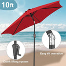 FLAME&SHADE 10ft Patio Umbrella - Outdoor Umbrella with 6 Sturdy Ribs, Push Button Tilt and Crank, UV Protection Table Market Umbrella for Pool, Porch，Garden, Deck, Backyard (Red) by GreenHaven Gardens