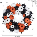 GarveeHome Halloween Pumpkin Wreath for Front Door, 18 Inch Fall Farmhouse Wreath with Orange, Black and White Pumpkins, Rattan Bottom Halloween Indoor Outdoor Home Party Decor by CozyNest Decor