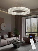 Dia 40" Modern Crystal Chandelier Light Fixtures Silver Luxury Chandeliers for Dining Room Round Hanging Pendant Lighting for Living Room Kitchen Entryway Bedroom by CozyNest Decor
