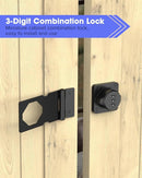 3.5Inch Mechanical Password Rotary Hasp Latch Locks, 3-Digit Cabinet Combination Lock for Small Doors, Cabinets, Barn Door, Closet, Kitchen Drawers, Cupboard (Black -1pc) by TinyTreasures Baby Boutique