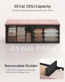 SONGMICS MAZIE Collection - 43 Inches Folding Storage Ottoman Bench, Ottoman Foot Rest, End of Bed Bench, Storage Chest, Load 660 lb, for Living Room, Bedroom, Entryway, Jelly Pink ULSF077R11 by CozyNest Decor