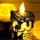 Eldnacele Halloween Snow Globe Candles Lighted Lamp, Battery Operated Spooky Spinning Water Glittering Tornado Candle Flameless Candles Table Centerpiece for Halloween Decoration Indoor(Castle) by CozyNest Decor