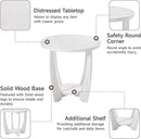 Rustic Farmhouse end Table X 2P with Storage Shelf, French Country Accent Side Table for Family, Dinning or Living Room, Small Spaces, Modern, Round, White by CozyNest Decor