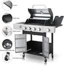 4-Burner Propane Gas BBQ Grill with Side Burner, 46,790 BTU Output, Enameled Cast Iron Grates, Heavy-Duty Stainless Steel Outdoor Grill for Backyard Barbecue by GreenHaven Gardens