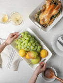 Kanwone Large Serving Bowls with Handles, White Serving Dishes For Entertaining, 1.8 Quarts Porcelain Bowl Set for Turkey, Fruit, Salad, Rectangle Serving Platter for Parites, Thanksgiving, Set of 2 by CozyNest Decor